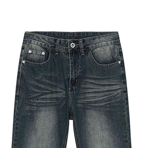Jeans for Men Vintage Wash Straight Leg Jeans Distressed Denim Pants Casual Loose Fit Trendy Long Trousers2