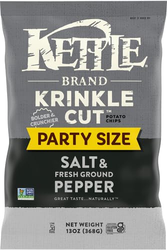 Image of Kettle Brand Krinkle Cut Salt and Fresh Ground Pepper Potato Chips, 13 Ounce (Pack of 9)