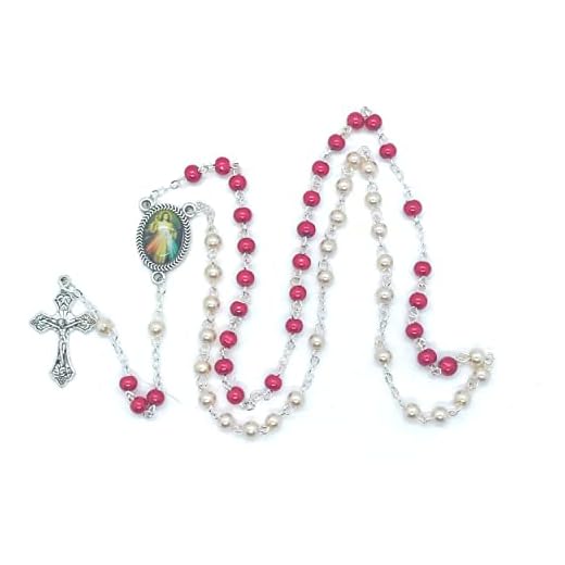 H HOLLY LINES Divine Mercy Chaplet Pamphlet Divine Mercy Prayer Card and Rosary Beads Gift Set, Catholic Rosary Chaplet of Divine Mercy Prayer Card and Divine Mercy Booklet in Boxed Set