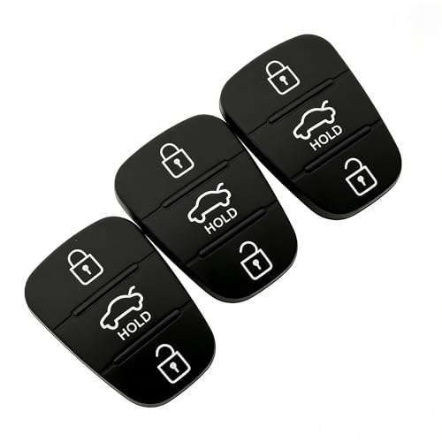 3 Pack Car Key Fob Rubber Button Pad Replacement – Silicone Remote Key Buttons Cover Compatible with Hyundai and Kia Models – Durable Key Fob Accessories for Daily Use