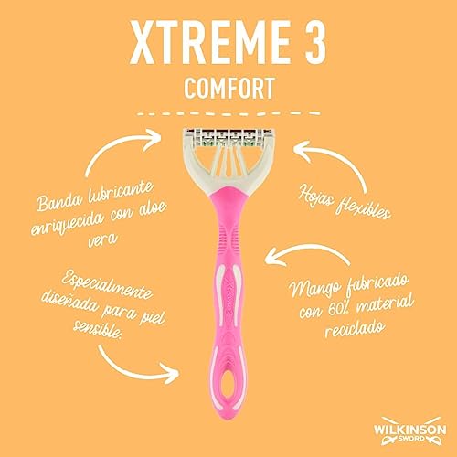 Wilkinson Sword Xtreme 3 Comfort - Maquinillas Desechables Depilatorias Femeninas de 3 Hojas Flexibles con Aceite de Coco Hidratante, Pack Promocional 4 + 4 Unidades - imagen 3