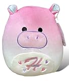 Squishmallows Official Kellytoy 8 Inch Hugh Hippo Purple - Pink - White Ombre Plush Monogrammed with H and Hearts on Belly - Valentine's Squad 2023 Stuffed Animal Zoo Toy