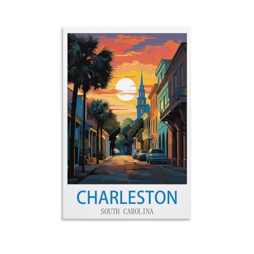 Affiches de voyage vintage Charleston NABIQUE 50x75 cm toile murale pour chambre
