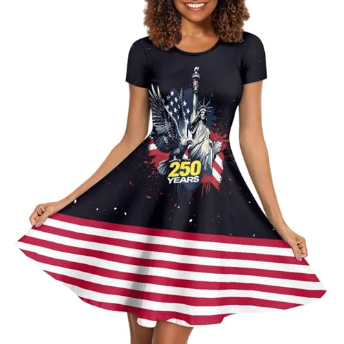 Image of AFPANQZ Womens Casual Summer Lightweight Vintage Dress Short Sleeve Midi Dress Knee-Long Luxury Formal Dress
