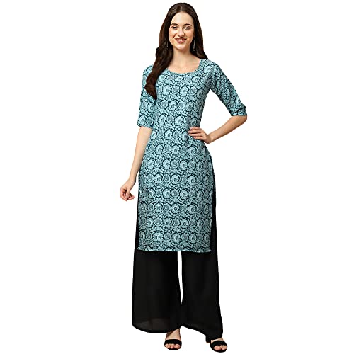 Image of Pinkmint Women's Crepe Grey Color Floral Printed Straight Kurti[NB-530357]