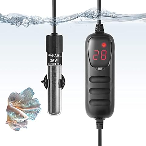 PYPABL Mini Submersible Aquarium Heater, 25W 50W 100W 200W 300W Small Heater for Fish Tank 3-100L with Controller Cover