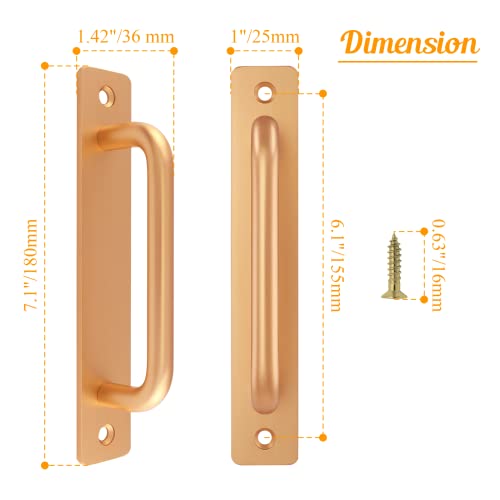 Unlorspy 2 Pack Aluminium Alloy Closet Door Handles With Plate,7.1 Inch /180 Mm Sliding Door Pull Handle With Mounting Screws For Sliding Barn Door,Wooden Door & Cabinet Door (Gold) #TOP1