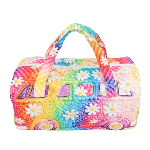 Sac de voyage matelassé fleurs rétro 45cm en toile polyester