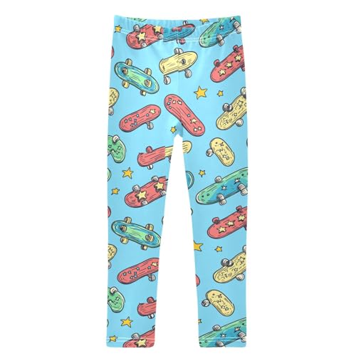 Vintage Gold Star Red Yellow Skateboards Girls Leggings Kids Yoga Pants Dance Active Tights 4T