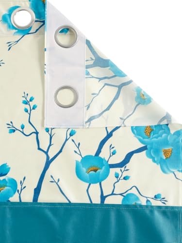 Image of Fashion String 2 Pieces 3D Tulip Patch Grommet Polyester Long Door Curtains - 9 Feet, Aqua