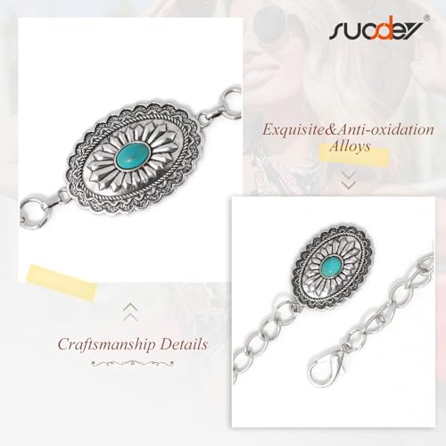 SUOSDEY Women Metal Waist Chain Belt Concho Western Cowgirls Country Belt for Jeans Dress4