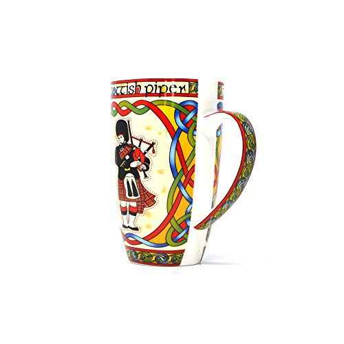 Taza Scotland Piper con diseño rojo celta y gaitas miniatura 4