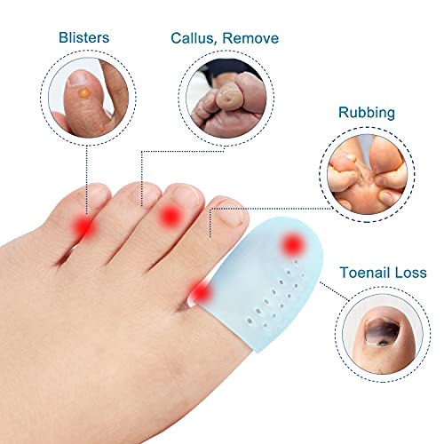 Image of 14 Pack Upgrade Gel Toe Protector Silicone Toe Caps Toe Sleeve Protectors, Prevent Pain for Corns, Blisters and Ingrown Toenails (2 Pack Large Size + 6 Pack Medium Size + 6 Pack Small Size)