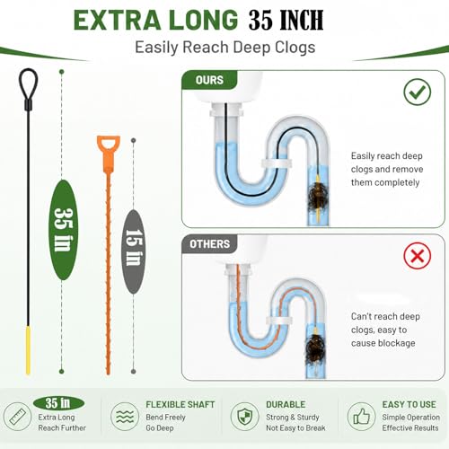 Serpent de débouchage flexible 86cm pour canalisation évier et douche - 4