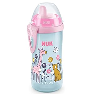 NUK Kiddy Cup Toddler Cup | 12+ Months | 300 ml | Leak-Proof Toughened Spout | Clip & Protective Cap | BPA-Free | Pink