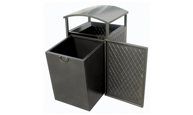 All Steel 30-Gallon Receptacle, Black, 20" Sq. x 34" H