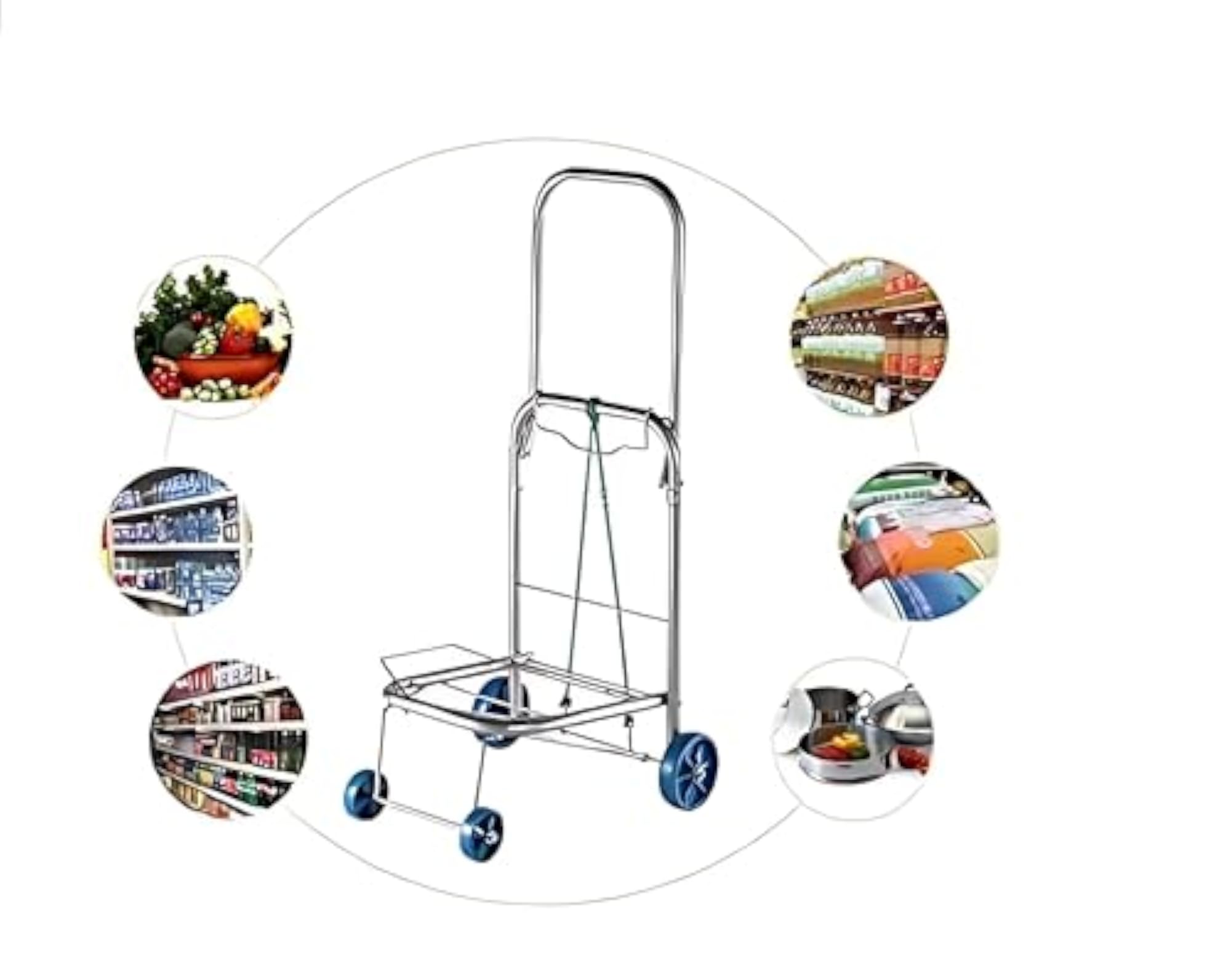 Heavy Duty Foldable Luggage Trolley with 4 PU Wheels