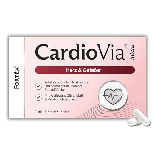 FORTĒA - Herz & Gefäß Komplex Kapseln in Apothekenqualität - CardioVia intens - mit Vitamin B1 Vitamin C Selen & Zink - rezeptfrei & gut verträglich - Unterstützung der Herzfunktion - 30 Stk.