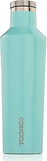 Corkcicle Canteen - Triple Insulated Stainless Steel Water Bottle with Straw - Keeps Cold for 25+ Hours and Hot for 12 Hours - Reusable, BPA-Free, Dishwasher Safe - Gloss Turquoise, 475ml/16oz