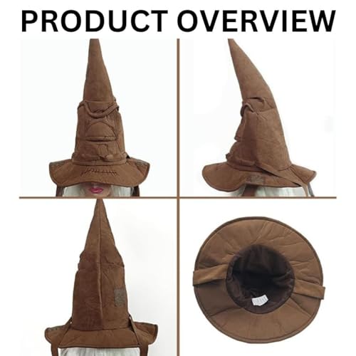 Image of Wanna Party Harry The Magician Sorting Hat Costume Accessory - Faux Suede, Adjustable, Wired Rim Hat, Patches & Straps for all Harry The Magician Fans