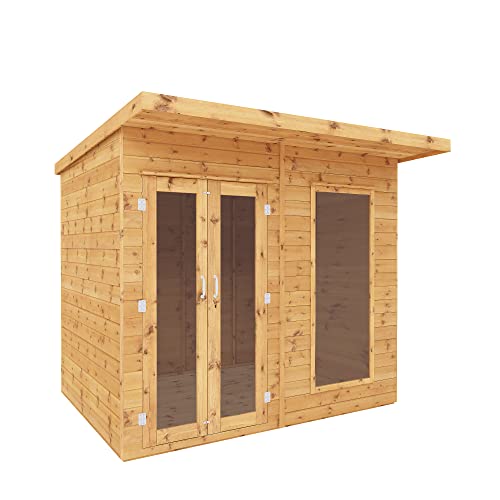 WALTONS 8x6 Maine Summerhouse | Pent Roof | Shiplap Tongue and Groove | Wooden Garden Room Log Cabin | Garden Storage Shed Summer House Double Doors