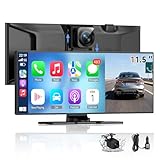 Wireless A-pple Carplay Screen for Car, Largest 11.5'' Carplay & Android Auto Car Stereo Touchscreen with 4K Dash Cam and 1080P Backup Camera,Voice Control/GPS Navigation/Mirror Link/Bluetooth/AUX/FM