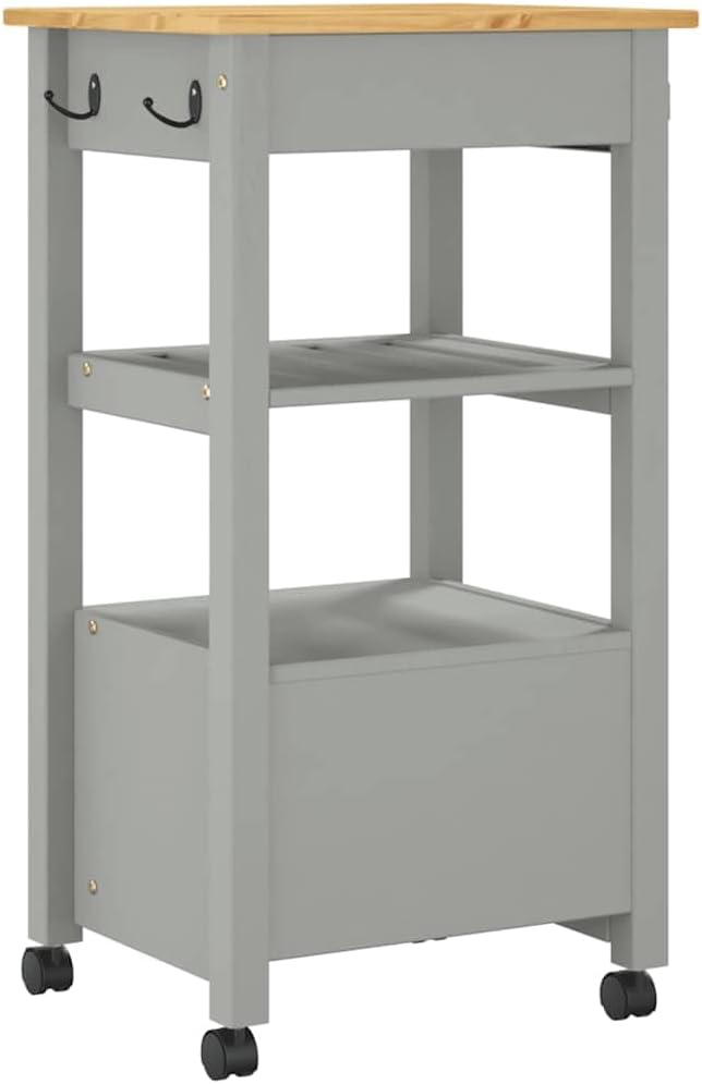 Wood Kitchen Trolley, Wooden Island Cart, Kitchen Trolley Cart on Wheels, 18.9"x15.7"x35.4",-799