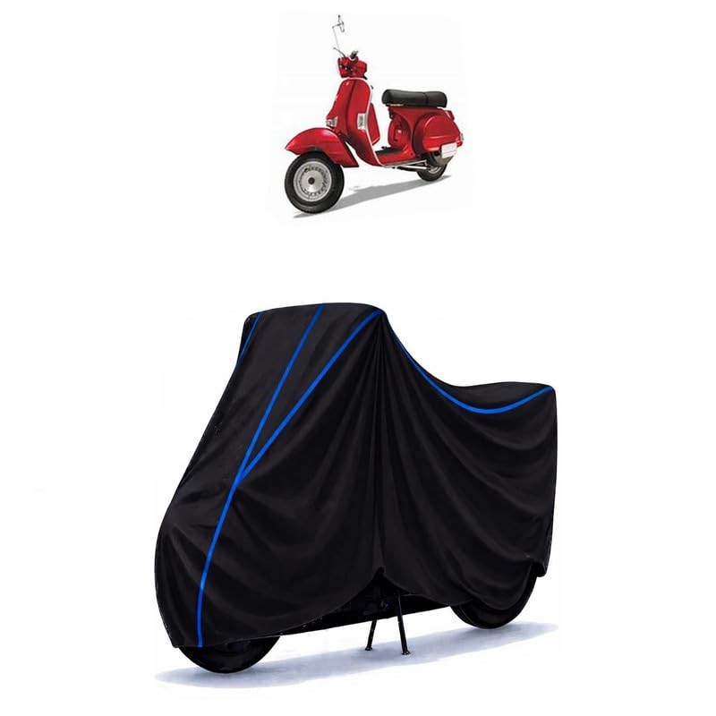 Image of Scooty Cover Water Resistant for LML Star 125 4T | Universal Scooter & Bike Cover | Heavy Duty UV Dust, Rain & Scratch Protection | Elastic Fit All Weather Indoor Outdoor | Black with Blue Piping