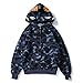 Surbieibg Shark Full Zip Up Hoodie, Camo Sweatshirt For Men Women, Hip Hop Cotton Zipper Hooded For Youth Teenagers Blue - Medium