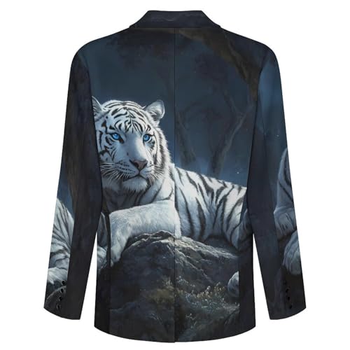 White Tiger with Blue Eyes Classic Suits Blazer for Men Business Tuxedo Jacket Sport Coat Two Buttons4