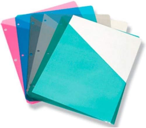 Miniatura 7 de 1InTheOffice Divisores de 3 anillas, separadores de carpetas de plástico, separadores de carpetas con bolsillos, colores surtidos, juego de 5