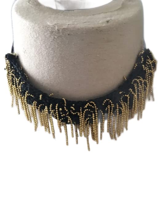Collier ras du cou fait main noir et or pour sublimer vos tenues de soirée chic