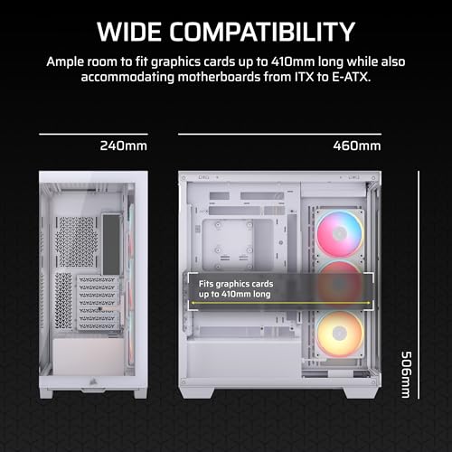 CORSAIR 3500X LX RGB Link Panoramic Mid-Tower PC Case – 3X Pre-Installed Fans, High Airflow, Spacious Interior, GPU Anti-Sag, Reverse Connection Motherboard Compatible – White - image 7