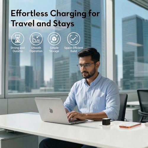 Image of RAVPower 45W GaN PD Fast Charger with Retractable Type-C Cable | 2-Port Wall Adapter (2 USB-C)| Foldable Pin Travel Charger for iPhone, Samsung,Vivo,Oppo,iPad, MacBook & Type C Laptop