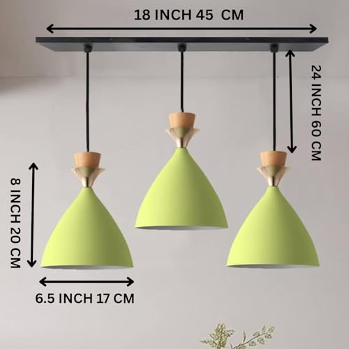 Image of Triple Dome Moss Green Aluminium Hanging Pendant Light, Modern Antique Ceiling Lamp, Adjustable Drop,Bulb is not Included,3 Light Linear Set