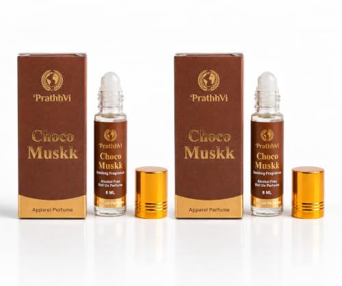 Image of Choco Muskk Attar Roll-On Perfume Oil - 8 ml | Alcohol Free | Long Lasting Rich Fragrance | Men & Women | Pocket Size Travel Friendly Roll On | Daily Wear Fragrance - Pack of 2