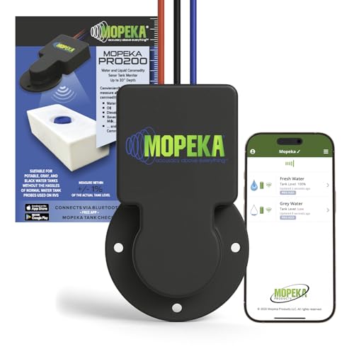 Mopeka Pro200 - Bluetooth & Wired Ultrasonic Sensor for Non-Pressurized Tanks - for Measuring Your Liquid Levels in Water Tanks, Diesel, Boats & RVs - Tank Level Sensor for Tanks Up to 30
