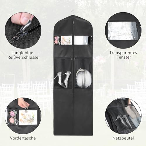 Syeeiex Premium Kleidersack Lang 180x60x30 cm Faltbare Kleidersäcke Schwarz – Ansicht 3