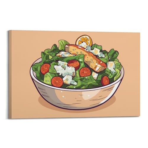 Poster de salade de poulet américain WIZIGM art mural moderne sur toile 20x30 cm