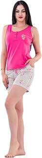 بيجامة شورت قطن بدون أكمام براند دادوش للنساء من شوار (وردي، مقاس L)