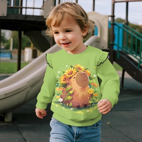 Girls Sweatshirt Versatile Long Sleeve Fall Winter Top Ruffle Pullover Drop Shoulder Sweater for Girls 1-8 Years Old3