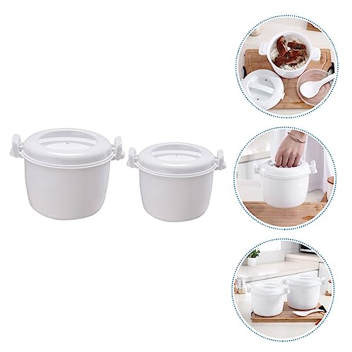 RORPOIR 2Pcs Microwave Rice Cooker Portable Food Container for Steaming Rice Home Use Rice Cooker for Microwave Cooking Simple and Convenient Rice