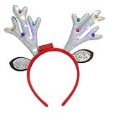 Bonita diadema de cuerno de reno de Navidad con luces, aro para el pelo, tocado de fiesta, tocado de fiesta, tocado de fiesta, cuernos de ciervo, cuernos de ciervo, cuernos de ciervo, ciervo claro