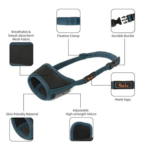 image for HEELE Dog Muzzle,Soft Nylon Muzzle Anti Biting Barking Chewing,Air Mes