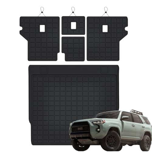MJBYMAT Cargo Mat for 2010-2023 2024 Toyota 4Runner 5 Seater & Backrest Mat TPE All Weather Protection Car Trunk Mat Covering The Backrest Mat with Velcro Fastener Accessories
