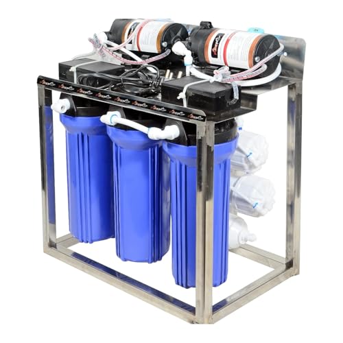 Image of PurePlus 25 LPH Commercial RO Water Purifier with Double Purification, Booster Pump & 3 Stage Pre-Filtration - Heavy Duty Stainless Steel System