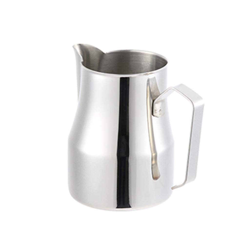 Jarras para Espumar leche Jarra de espuma leche con arte decorativo pluma acero inoxidable jarra latte Barista del arte latte(350ml)