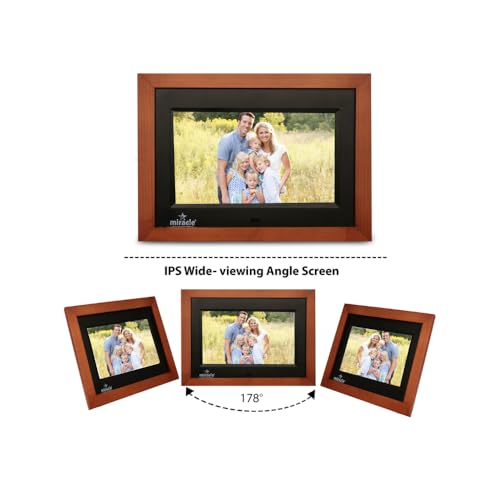 Image of Miracle Digital 7''(17.8) IPS Wooden Digital Photo Frame with High Def Screen,USB DiskCard, RemotePhotos SlideShow,Video Audio, Support SD Built in 8GB Memory & 2GB RAM 180Wide Angle Viewing(Dark)
