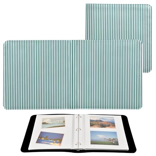 Álbum de Fotos Adhesivo DIY Scrapbook Album Rayas Blancas Aqua, Encuadernación de 3 Anillos, 40 Páginas, 8x10 miniatura 2