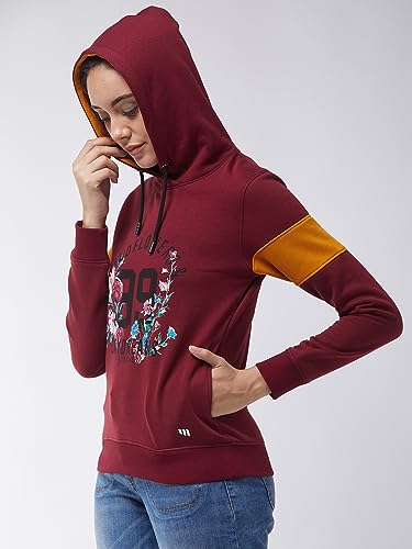 Image of Modeve Women Printed Hooded Sweatshirt for Winter